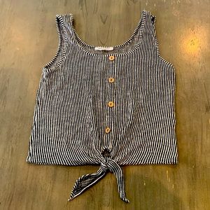 Striped boho tie front tank